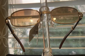 Unisex Brille, Gold mit Holzbügeln Designer Style - Bild 1 von 5