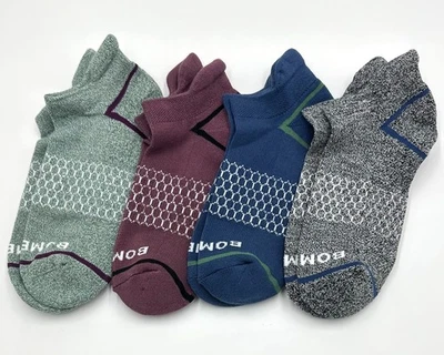 4 pairs BOMBAS Men's honeycomb Cushion Ankle Socks Size Large 4 Colors Mix - Image 1 of 4