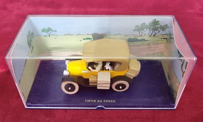 TINTIN en VOITURE - TINTIN AU CONGO - LA FORD T JAUNE 1/43 - HERGE BD - Photo 1/4
