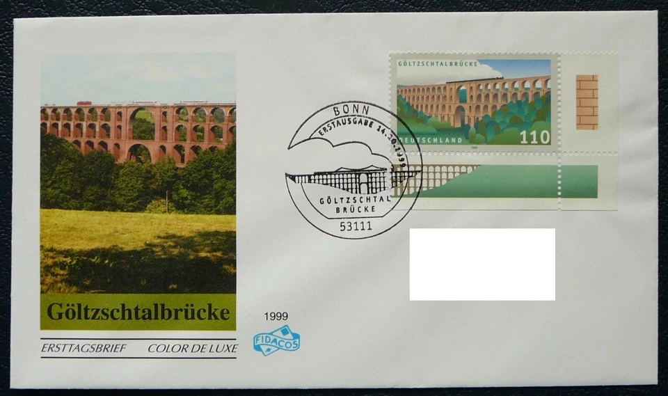 Germany Berlin FDC 1999 - Göltzsch Valley Railway Bridge. - Image 1 of 1