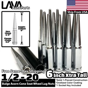 20x 6" Chrome 1/2-20 Spike Lug Nut | Ford Ranger Crown Victoria Lincoln MKT MKX - Picture 1 of 6