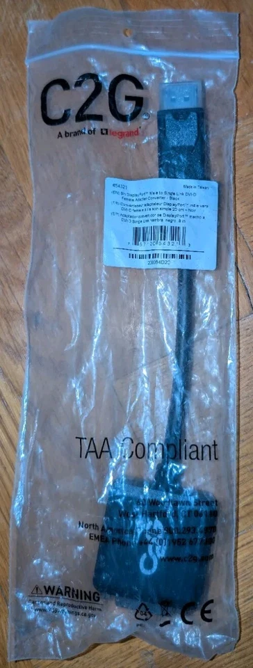 C2G 20 cm Display Port Stecker auf Single Link DVI-D Buchse Adapter Neu - Bild 1 von 1