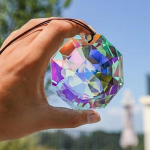 60MM Octagon Suncatchers Pendant Crystal AB Prism Rainbow Maker Hanging Decor - Picture 1 of 4