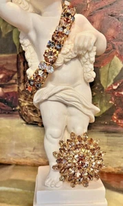 2 Stück signiertes Regency Topas Rauchklar Brillant Strass Armband & Brosche - Bild 1 von 12