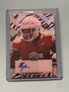 2022 Leaf Metal Draft BIJAN ROBINSON Crystal Zebra! RARE AUTO! 5/5 Longhorns NFL