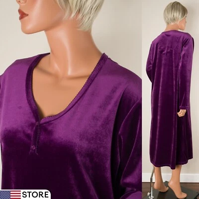 💖 Camisón vintage Gilligan & O'malley salón talla L terciopelo púrpura Foto 1 de 4