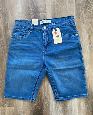 LEVI'S~NWT Blue Denim 511 Slim Cut Jean Shorts~Boy's Size 18 Reg-W29~NEW - Image 1 of 4