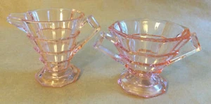Cream & Sugar Set Depression Glass - Indiana Glass - Pink - Tea Room - 4.25”H - Picture 1 of 9