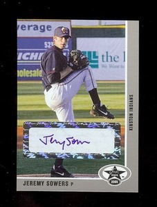 JEREMY SOWERS 2005 Just Stars - Kinston Indians - *SILVER* #'d AUTOGRAPH xx/100