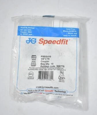 John Guest Speedfit Plastic Push To Connect Coupling Fittings 10 Pack 3/8" - Image 1 of 4