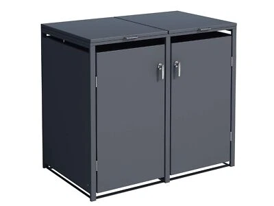 SCHARTEC® Mülltonnenbox 2er Metall 240l Mülltonnenhaus Mülltonnenverkleidung 2 - Bild 1 von 4