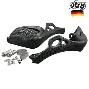 COPPIA PARAMANI STR8 CARBONIO PER MOTO ENDURO MANUBRIO 22MM UNIVERSALE AM6 - Picture 1 of 1