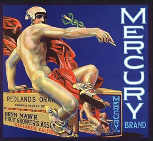 *Original* MERCURY Bryn Mawr Redlands XLNT COND! Orange Crate Label NOT A COPY! - Picture 1 of 1