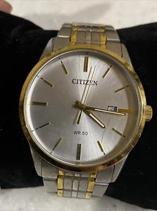 Men's Citizen G111-S101433 Two Tone WR 50M Quartz Date Watch New Battery - Picture 1 of 6