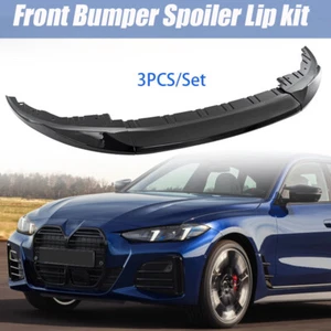 For 2020-2023 2024 BMW 4 Series G26 Gloss Black ABS Front Bumper Spoiler Lip Kit - Picture 1 of 11