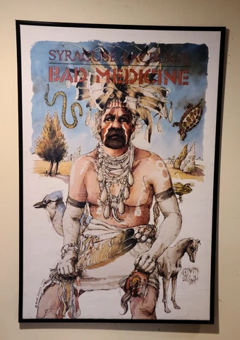Rare Vintage 1990 Syracuse Lacrosse Bob Conge Poster 24" x 36"  Simmons - Native Cover