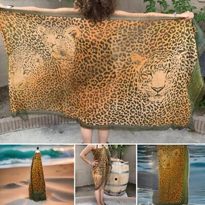 Women's Cover Up / Scarf ~ Leopard Print ~ Long Wrap 38"x75" ~ Beach & Pool ~NEW - Picture 1 of 13