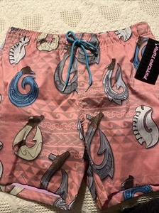 Medium Maui Hooks Swim Trunks Board Pool Shorts Mens Peach Blue - Picture 1 of 4