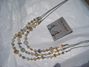 Multi strand Silver Tone Diamond-Cut Beaded Necklace Earring set - Picture 1 of 11