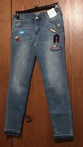 NWT NEW Cat & Jack Size 16 Super Skinny Adjustable Waist Graphic Patches Pockets - Picture 1 of 4