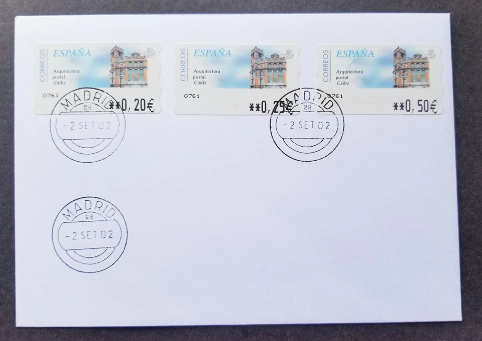 [SJ] Spain ESPANA Post Office 2002 ATM (Frama Label Machine stamp FDC) - Image 1 of 4