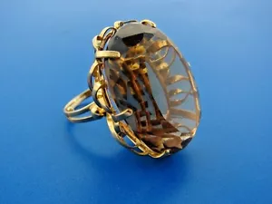 GROOVY 14k Yellow Gold & Citrine Cocktail Ring  - Picture 1 of 5