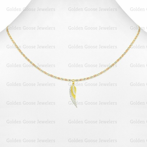 Ciondolo ala in vero oro bianco o giallo 14 kt catena Valentino