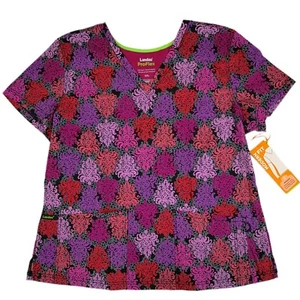 Women's Scrub Top Landau ProFlex 4163-ORPSL Opulent Reds - Picture 1 of 11