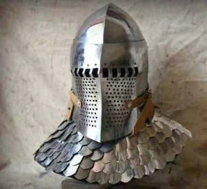 Bascinet Ritter Helm Mittelalter Rüstung Buhurt Battle Geschenk Mittelalter Reproduktion. - Bild 1 von 9