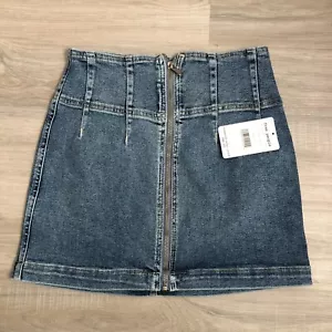 We The Free People Jean Mini Skirt Sierra Wash Full Zipper Front Size 24 New $68 - Picture 1 of 5