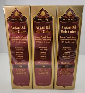 (3) One 'n Only Argan Oil Hair Color Permanent Cream 2RV Red Violet Black - Picture 1 of 2