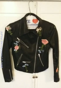 Pre-Loved Vintage Cyndi Lauper Rocker Moto Faux Leather Short Jacket - Picture 1 of 10