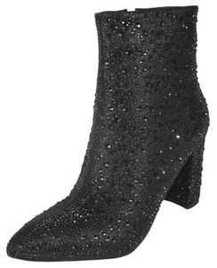 Top Moda Women Ankle Boots High Heels Bling Glitter Booties Zipper BRAZIL8 Black - Picture 1 of 3