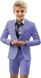 Boy Suit Summer 2 Pieces Blazer Shorts Set Toddler Dress Wear Cute Wedding Ring - Picture 1 of 34