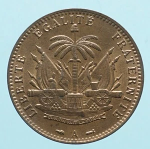 HAITI CENTIME 1886 BRONZE COIN MONETA AMERICANA CURRENCY COLLEZIONE MONETE - Foto 1 di 2