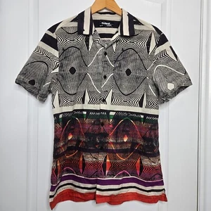 Camisa DESIGUAL Para Hombre Grande Con Botones Manga Corta Informal Estampado Gráfico Audaz - Imagen 1 de 8