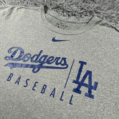 Nike Shirt XXL Blue Gray MLB Los Angeles Dodgers Dri Fit Athletic Pullover Mens - Image 1 of 4