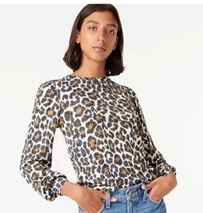 Maglia J Crew super accogliente maniche a sbuffo stampa ghepardo MED donna stampa animalier - Foto 1 di 6