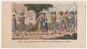 c1830 Teplitz Teplice Böhmen Hochzeit Brauch Brauchtum kolorierter Kupferstich - Bild 1 von 1