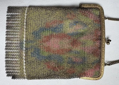 Cartera antigua de malla Art Deco con marco de latón/oro años 1920-1930 Foto 1 de 4