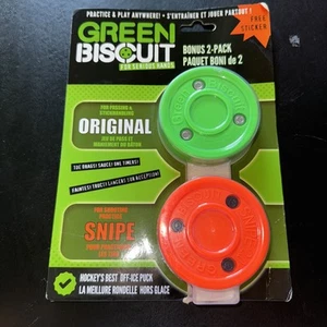 Green Biscuit Hockey Puck 2-Pack, Original Off Ice Hockey Puck/Snipe New - Picture 1 of 2