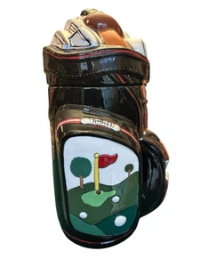 Vintage Golftasche mit Schlägern & Bildern Keramik Keksdose von Burton und Burton Fib - Bild 1 von 7