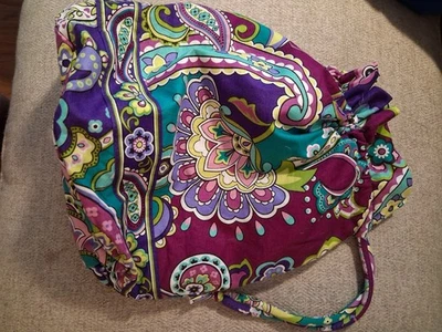 Bolso de playa de algodón Vera Bradley con cordón en pasteles suaves Foto 1 de 4