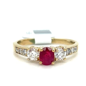 Anillo de oro amarillo de 14k con rubí y diamantes para mujer 3,28 g con valoración - Imagen 1 de 6