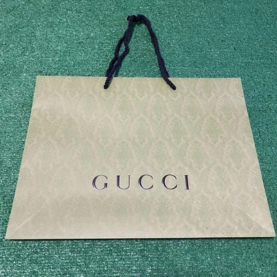 Auténtica bolsa de regalo Gucci de papel verde en relieve 18,75 x 14,25 x 6,75 ¡Envío rápido! Foto 1 de 4