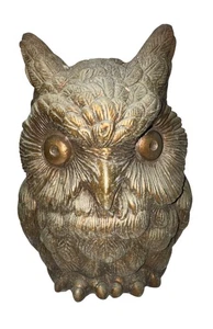 Statuina dettagliata gufo in ottone massiccio decorazione casa scultura - Foto 1 di 7