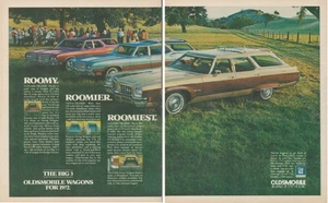 Oldsmobile Automobile The Big 3 Wagons 1971 para anuncio impreso vintage de 2 páginas de 1972 - Imagen 1 de 4