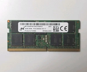 Micron 32 GB SoDIMM DDR4-3200 2Rx8 CL22 ECC Memory Module MTA18ASF4G72HZ-3G2B1ZI - Picture 1 of 2