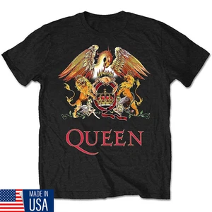 Camiseta Queen Clásica Cresta Freddie Mercury Logo Camiseta Negra Nueva Oficial - Imagen 1 de 4
