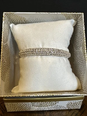 Charter Club Silver-Tone Pavé Crystal Bangle Bracelet NWT Gift Box - Image 1 of 4
